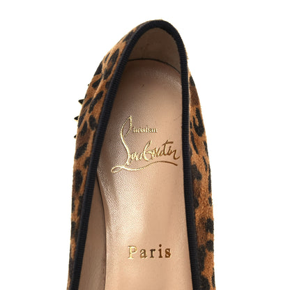 Christian Louboutin Veau Velours Nappa Leopard Print Spiked Hall Flats 40 Caramel 7 of 10