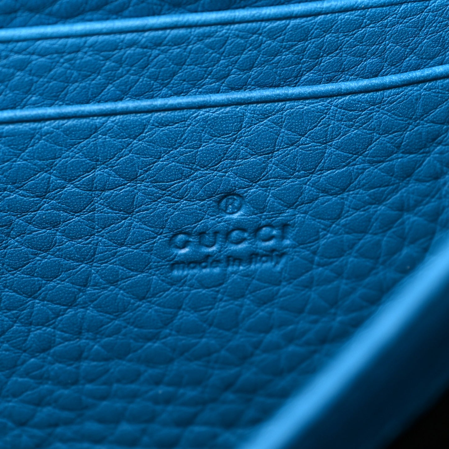 Calfskin GG Marmont Chain Wallet Blue