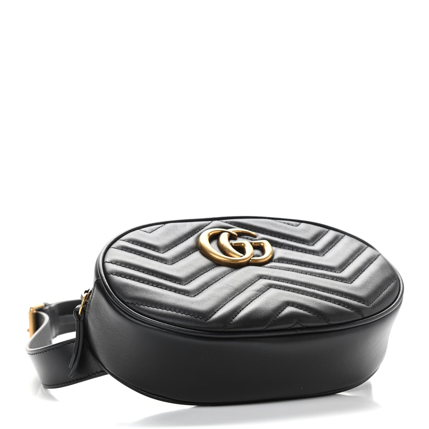 Gucci Calfskin Matelasse GG Marmont Belt Bag 85 34 Black 4 of 12