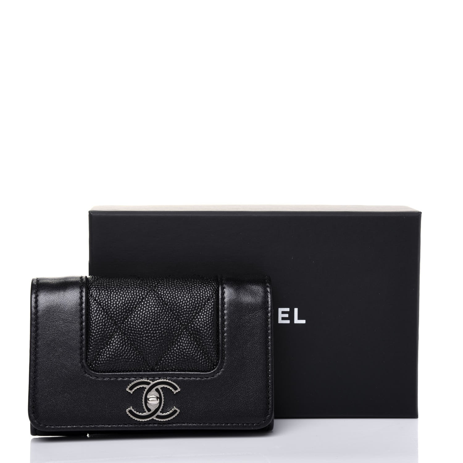 Chanel Caviar Quilted Vintage Mademoiselle Flap Card Holder Black 12 of 12