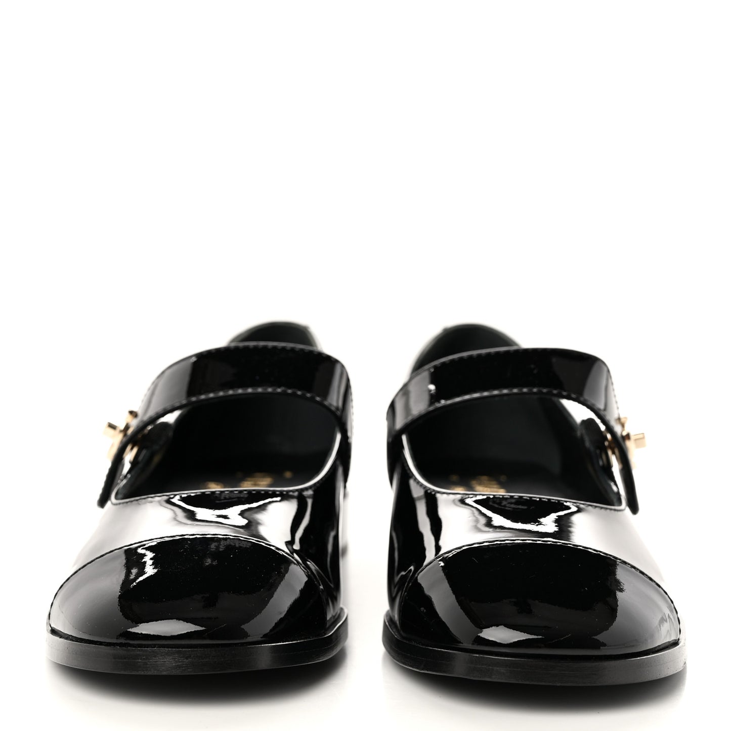 Patent Calfskin Mary Janes Flats 37.5 Black