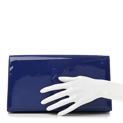 Saint Laurent Patent Calfskin Monogram Large Belle De Jour Clutch Royal Blue 3 of 8