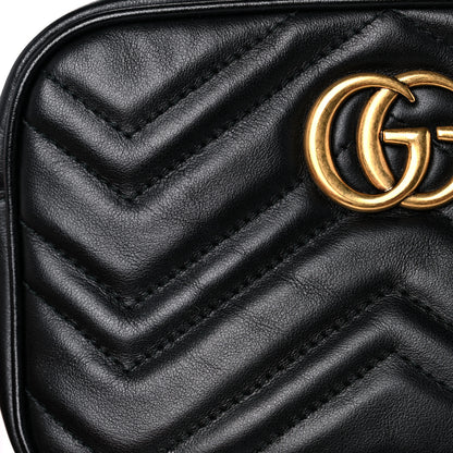 Gucci Calfskin Matelasse Mini GG Marmont Chain Shoulder Bag Black 11 of 12