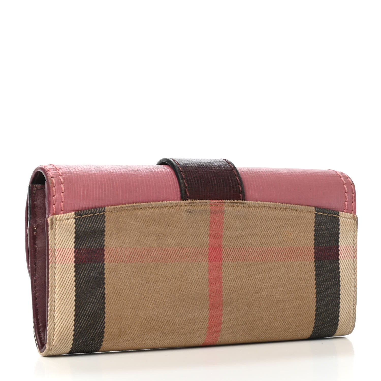 Burberry Embossed Calfskin House Check Halton Wallet Dusky Pink Burgundy 2 of 4