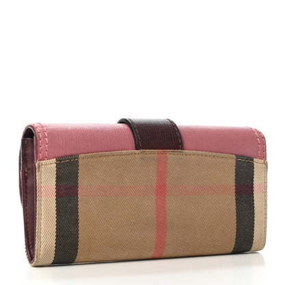 Burberry Embossed Calfskin House Check Halton Wallet Dusky Pink Burgundy 2 of 4