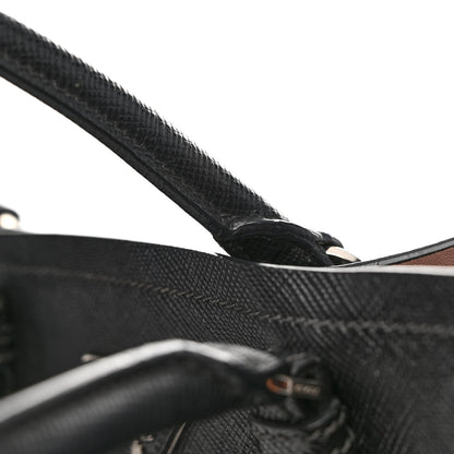 Prada Saffiano Cuir Large Double Bag Black Mughetto 13 of 17