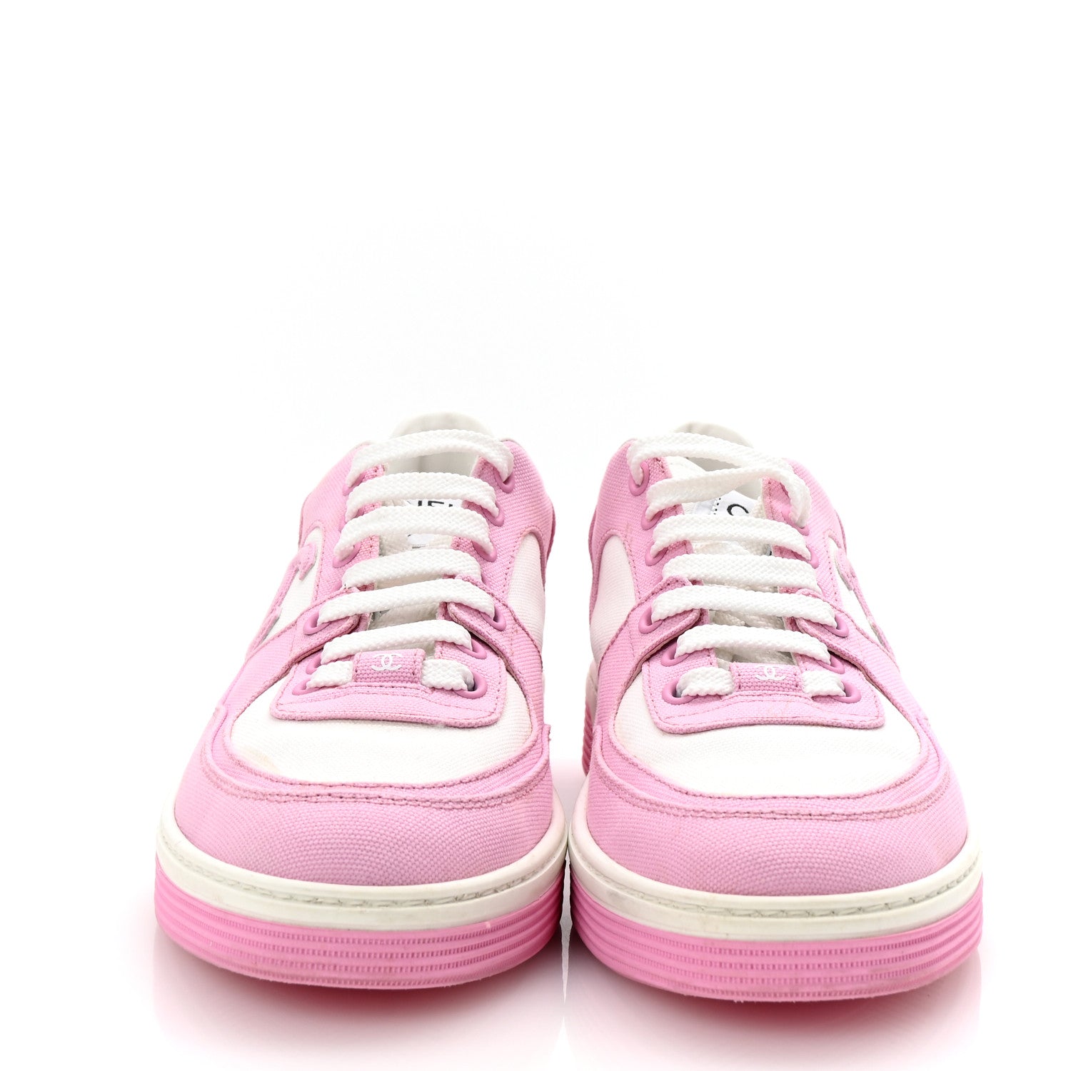Chanel Cotton Sneakers 39 Pink White 3 of 10
