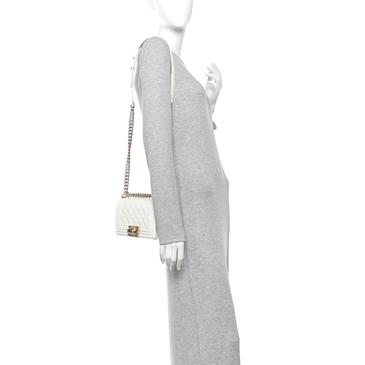 Chanel Caviar Quilted Small Boy Flap  White 2 of 12