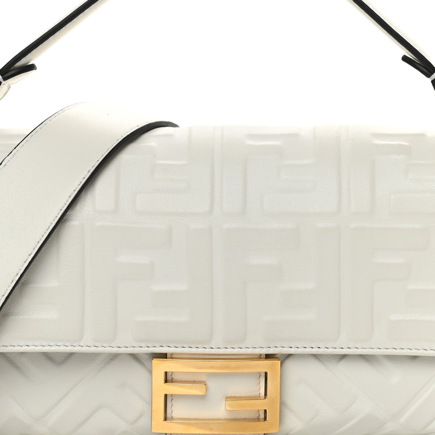 Fendi Nappa FF 1974 Embossed Baguette White 8 of 18