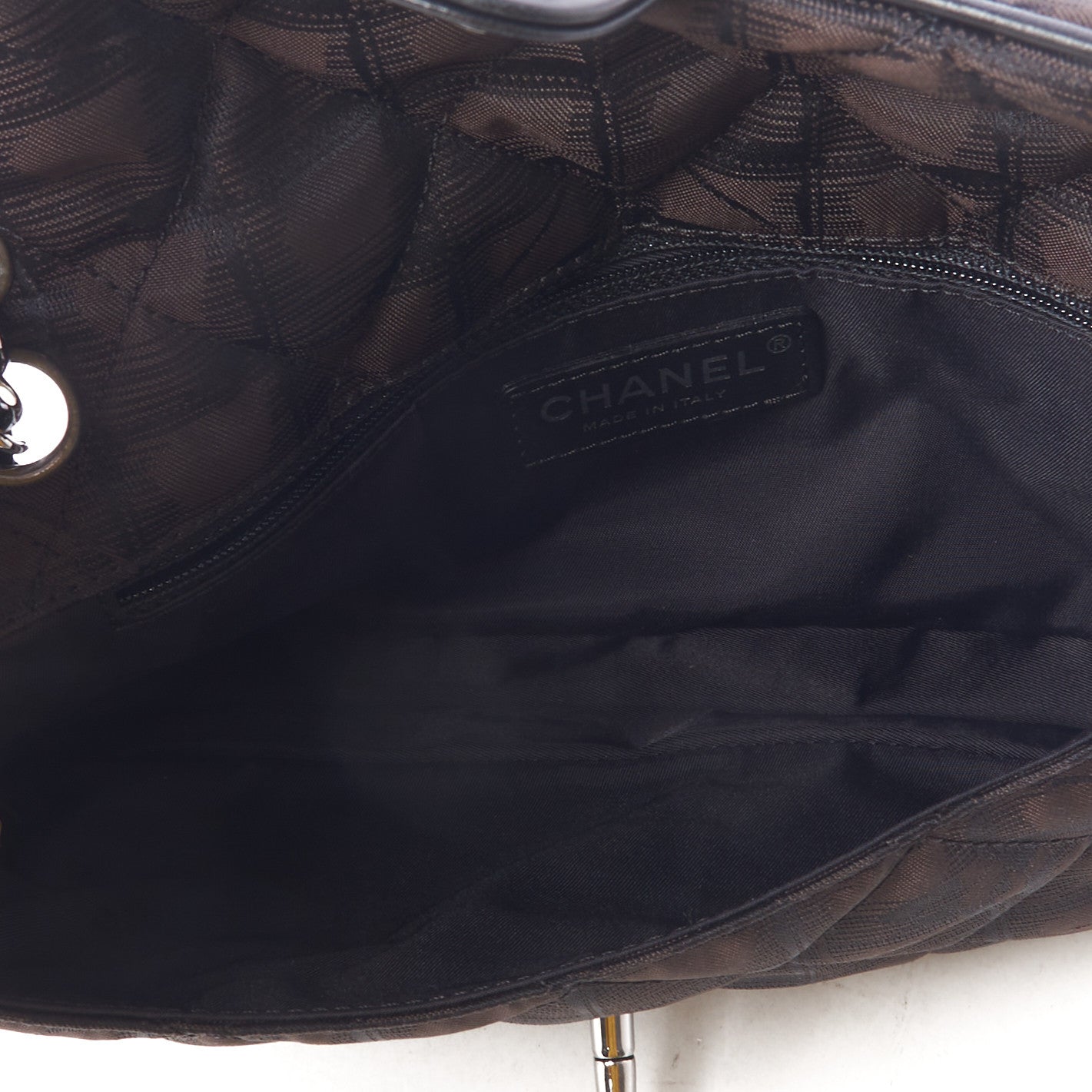 Nylon Quilted Travel Flap Dark Brown