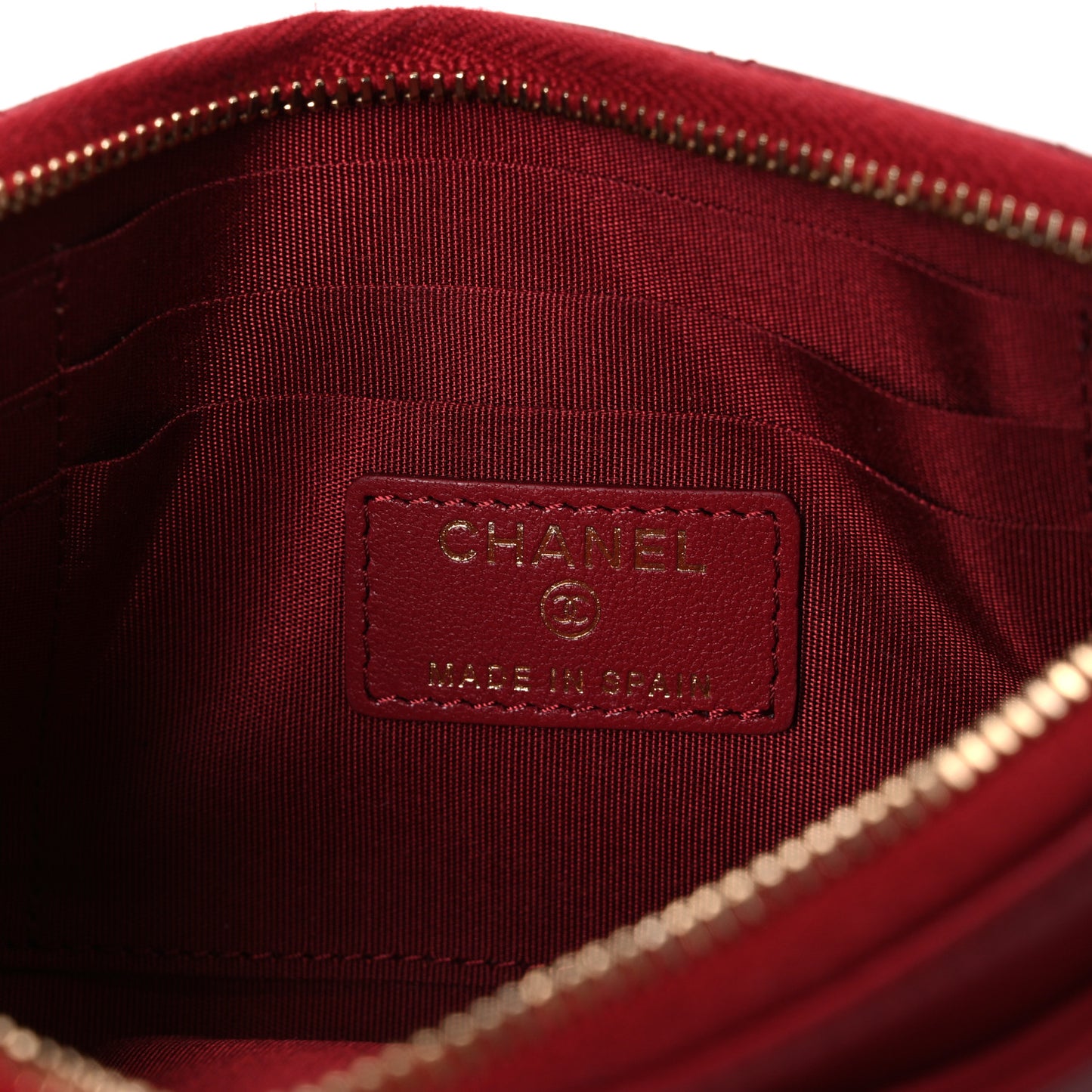 Sheepskin Quilted Mademoiselle Vintage Zip Pouch Red