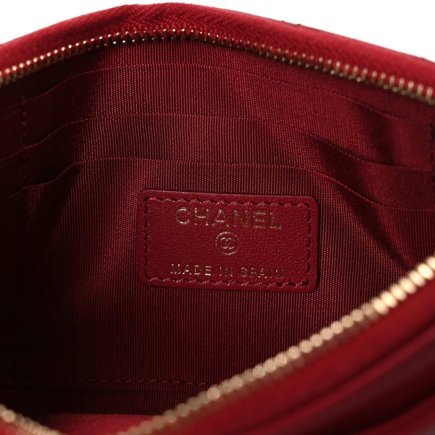 Chanel Sheepskin Quilted Mademoiselle Vintage Zip Pouch Red 6 of 7