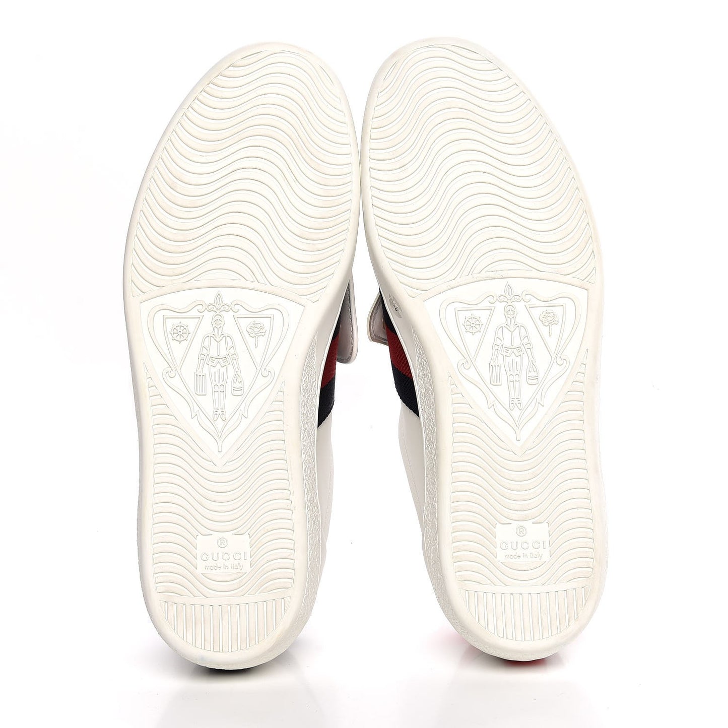 Calfskin Web Shark Embroidered Mens Ace Sneakers 8.5 White