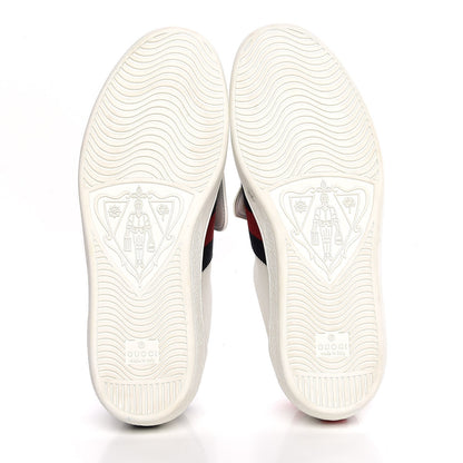 Gucci Calfskin Web Shark Embroidered Mens Ace Sneakers 8.5 White 5 of 12