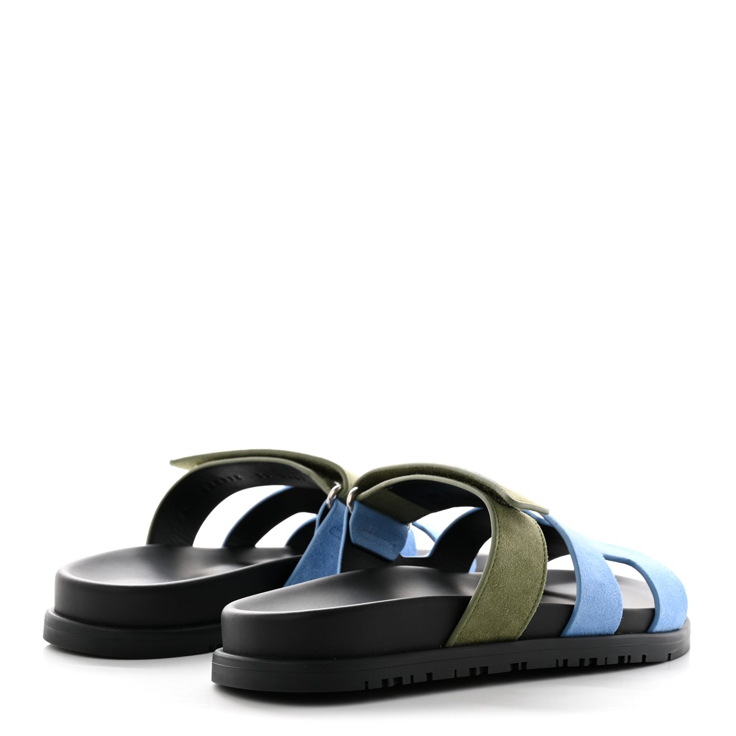 Suede Goatskin Womens Chypre Sandals 36 Bleu Cameo Vert