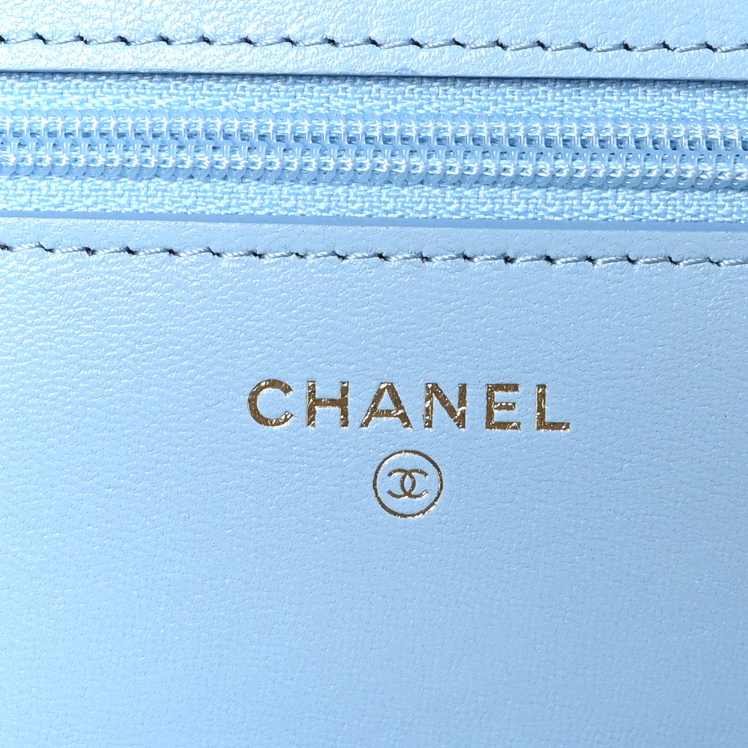Chanel Lambskin Quilted Chanel 19 Wallet On Chain WOC Light Blue 6 of 12
