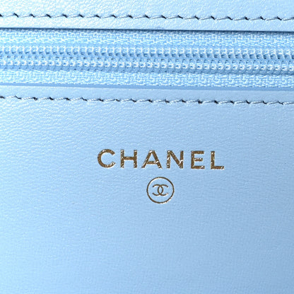 Chanel Lambskin Quilted Chanel 19 Wallet On Chain WOC Light Blue 6 of 12