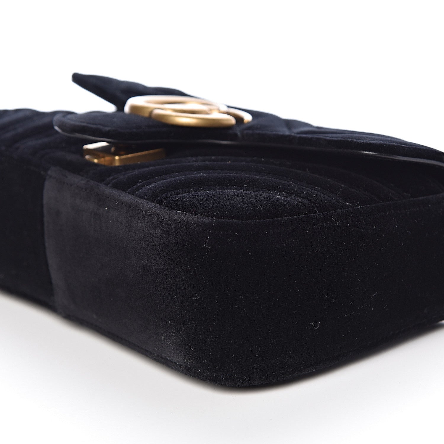 Gucci Velvet Matelasse Mini GG Marmont Shoulder Bag Black 6 of 10