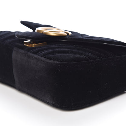 Gucci Velvet Matelasse Mini GG Marmont Shoulder Bag Black 6 of 10