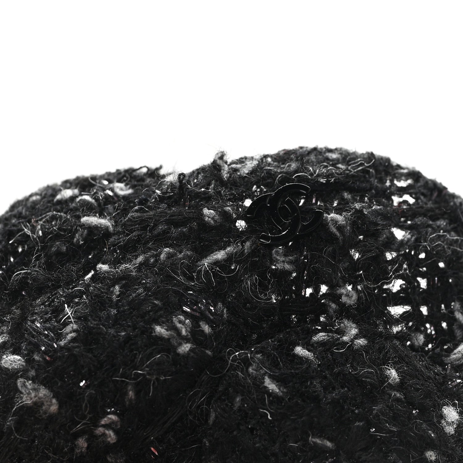 Chanel Tweed Camellia Pin Brooch Black Gray 3 of 3