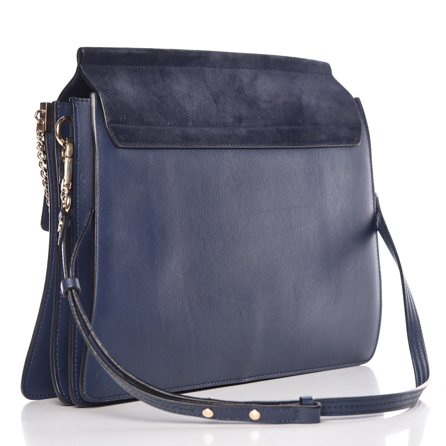 Chloe Suede Calfskin Medium Faye Shoulder Bag Silver Blue 3 of 16