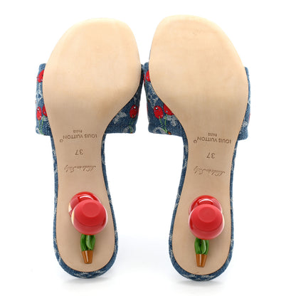 Louis Vuitton LV X TM Monogram Denim Cerises Lily Mules 37 Blue 6 of 10