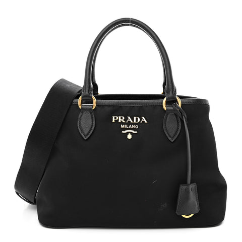Tessuto Nylon Soft Calf Small Tote Black