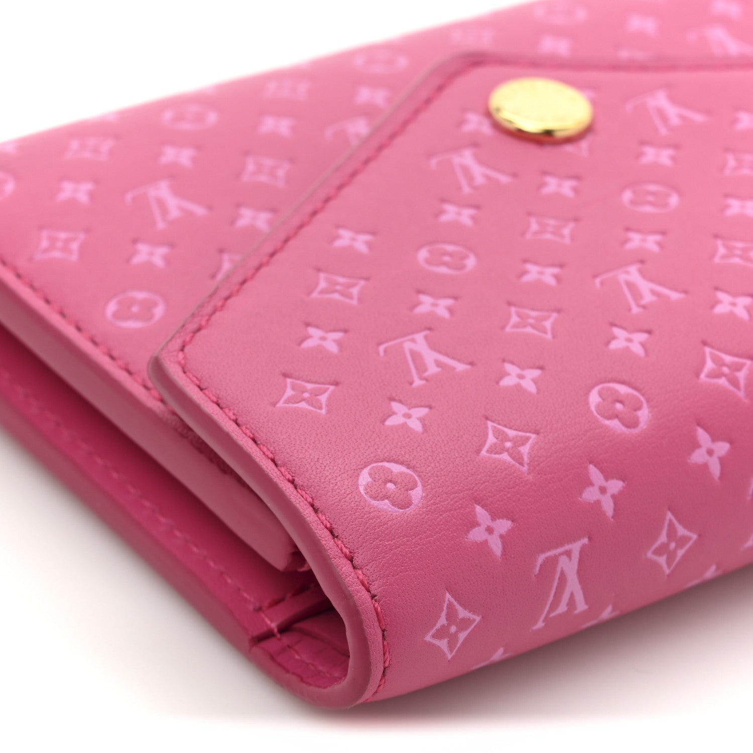 Louis Vuitton Calfskin Nanogram Embossed Victorine Wallet Rose 8 of 9
