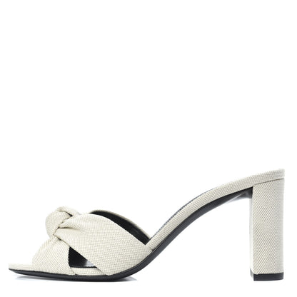 Saint Laurent Canvas Bianca Mules 39 Pearl 1 of 8
