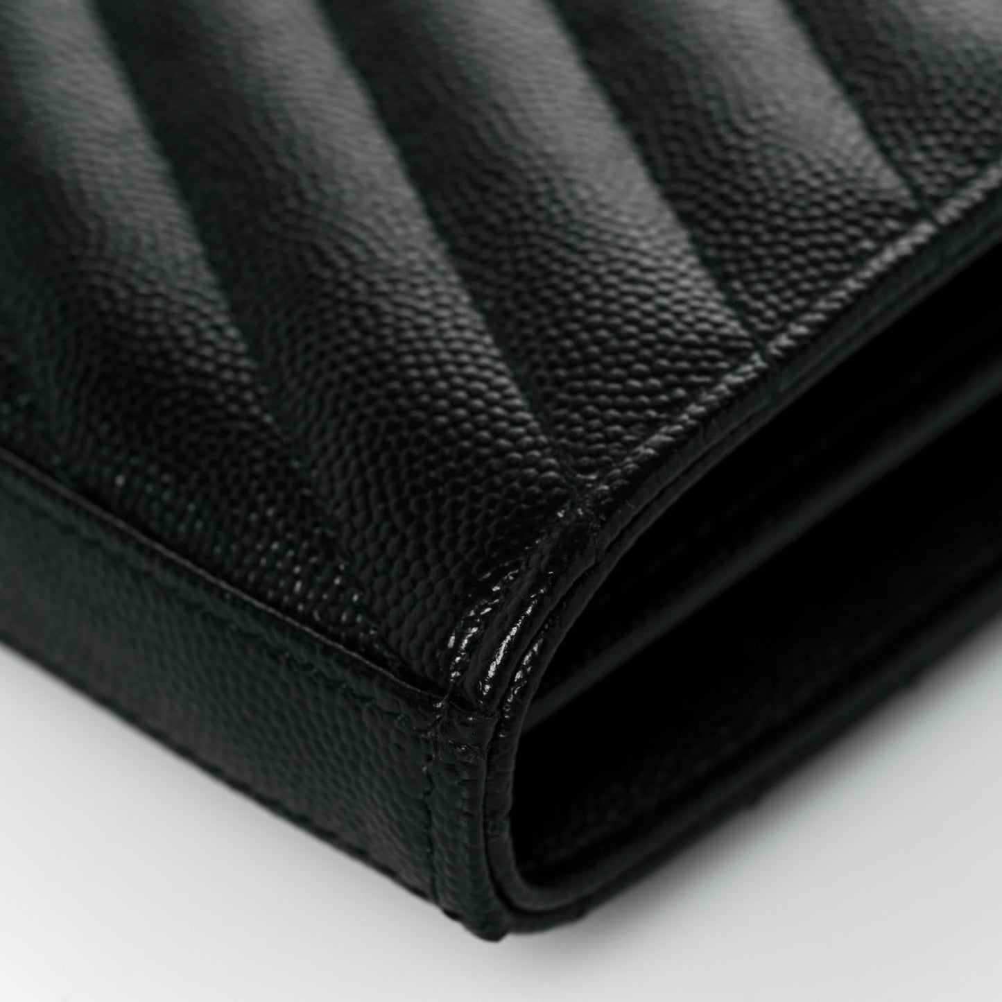 Grain De Poudre Matelasse Chevron Monogram Chain Wallet Black