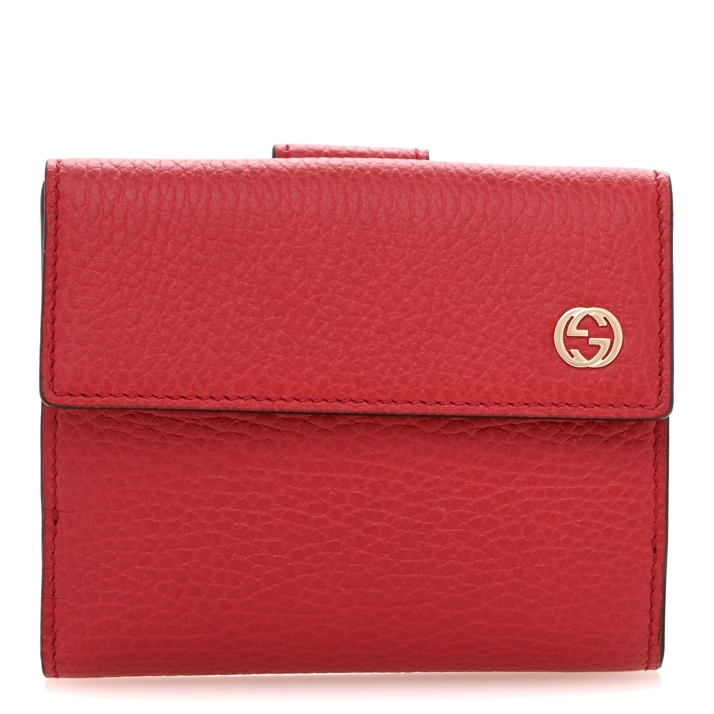 Dollar Calfskin Interlocking G French Wallet Red