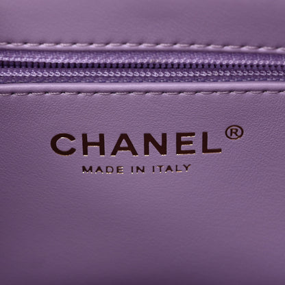 Chanel Shiny Aged Calfskin Quilted Nano Kelly Shopper Lilac 6 of 10