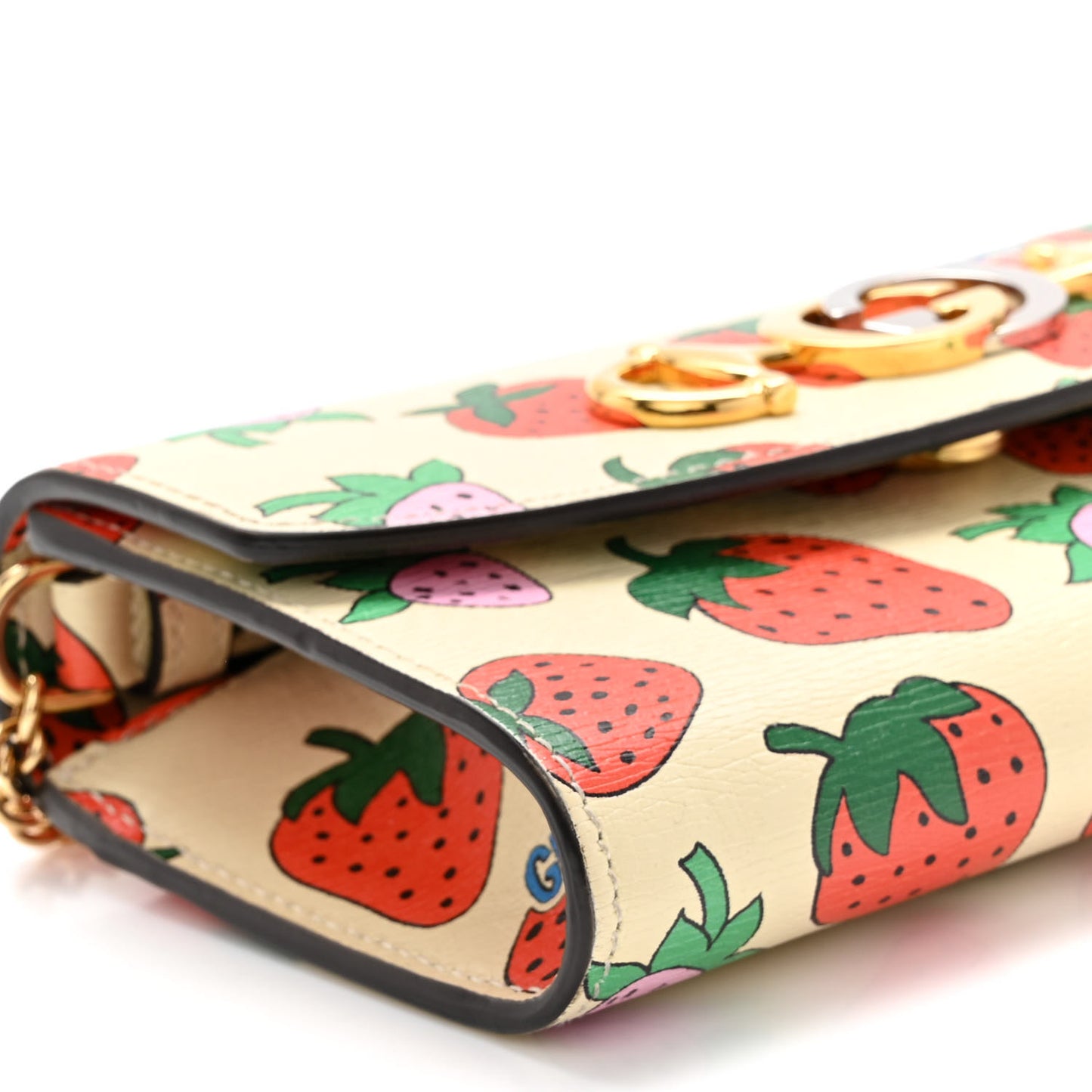 Calfskin Strawberry Print Mini Zumi Shoulder Bag Ivory Red