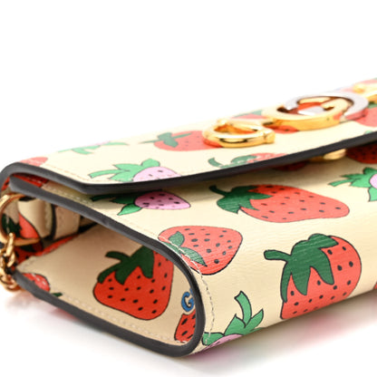 Gucci Calfskin Strawberry Print Mini Zumi Shoulder Bag Ivory Red 9 of 10