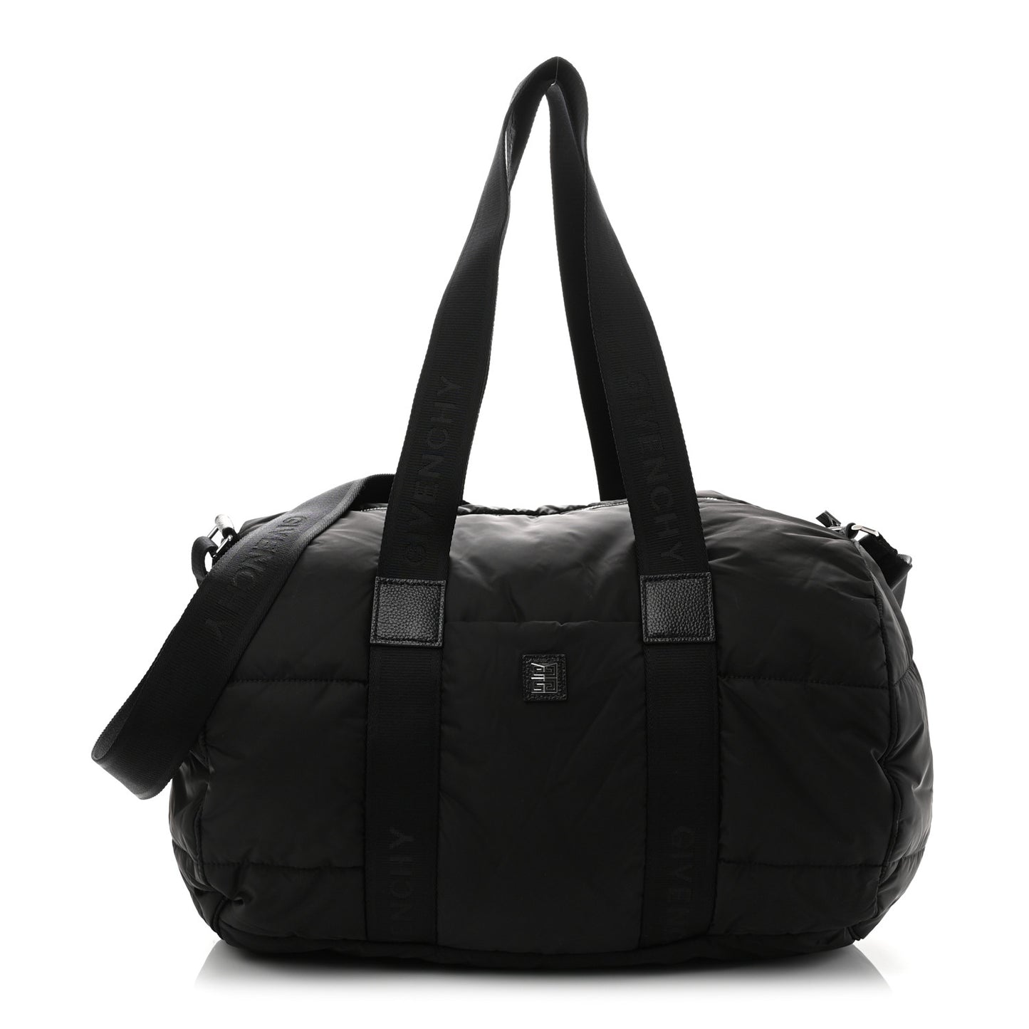 Padded Nylon Logo Diaper Bag Black