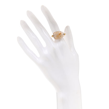 Christian Dior Metal Quartz Stone Ring 52 6 Gold 2 of 4