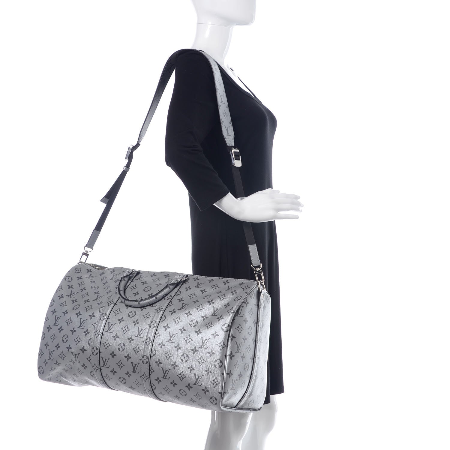 Louis Vuitton Metallic Monogram Keepall Bandouliere 50 Silver 2 of 14