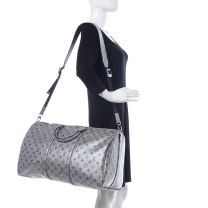 Louis Vuitton Metallic Monogram Keepall Bandouliere 50 Silver 2 of 14