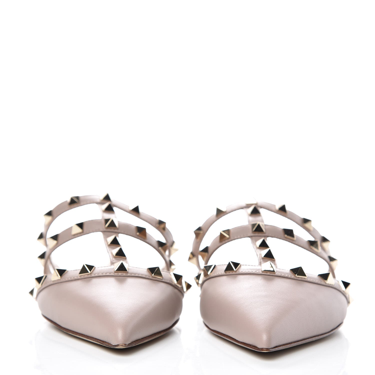 Valentino Garavani Nappa Rockstud Flat Cage Mules 37 Poudre 2 of 8