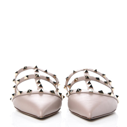 Valentino Garavani Nappa Rockstud Flat Cage Mules 37 Poudre 2 of 8