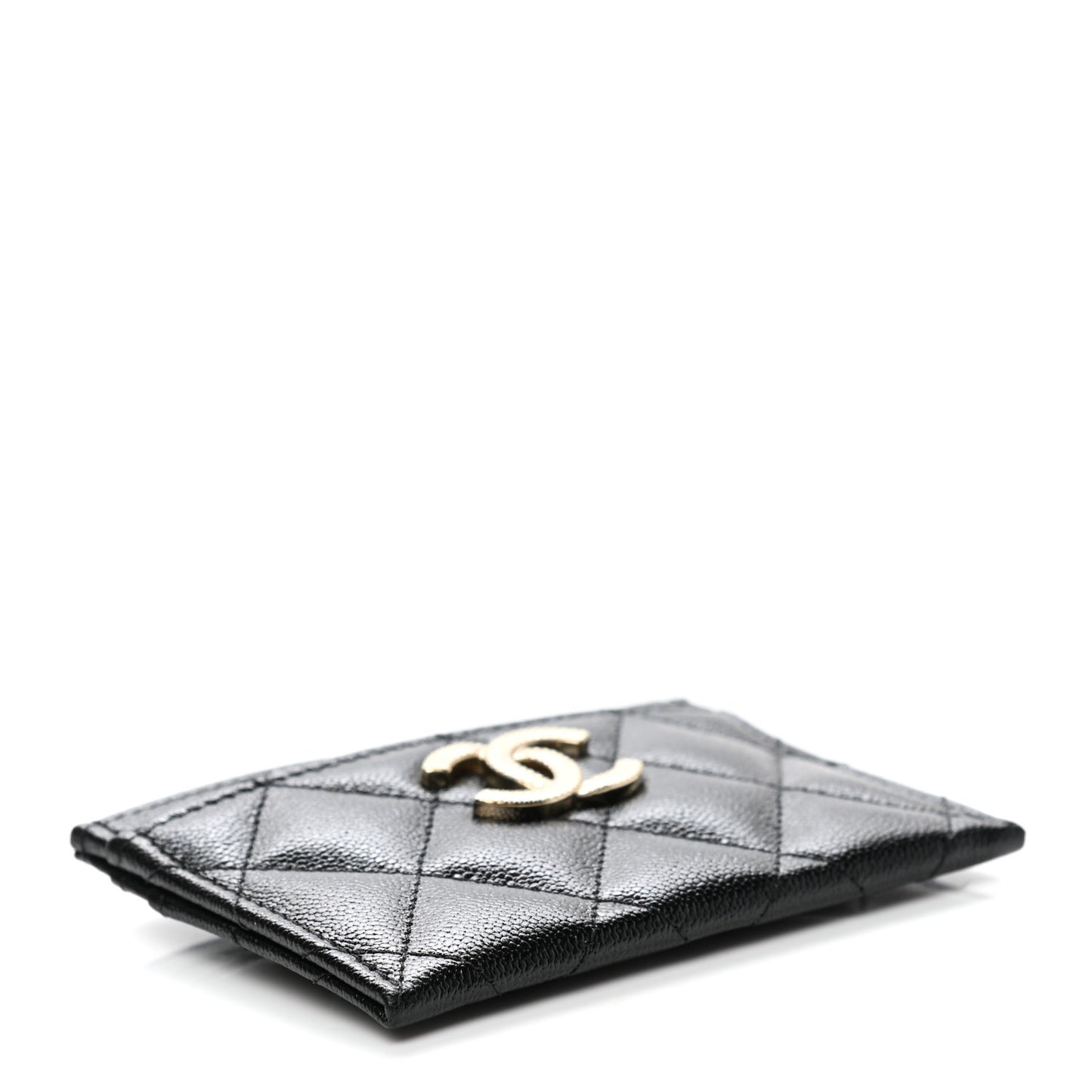 Caviar Quilted Studded CC Card Holder Black