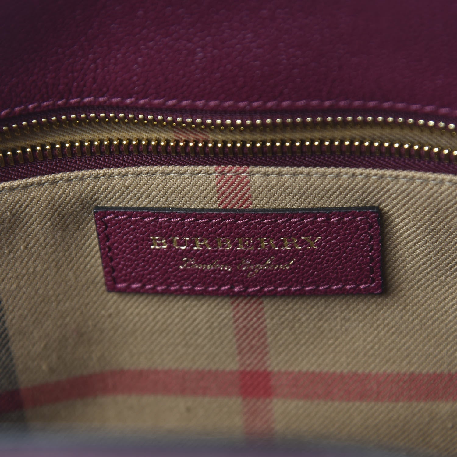 Burberry Soft Grain Medium Buckle Tote Dark Plum 8 of 9