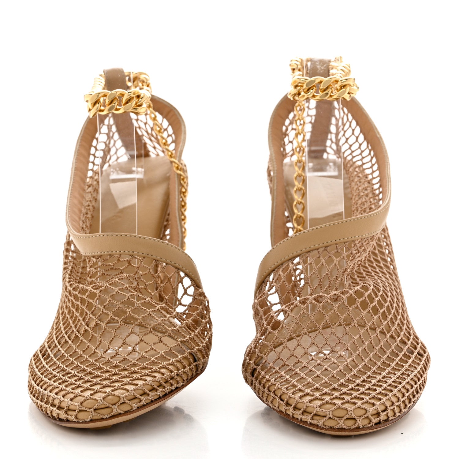 Bottega Veneta Mesh Nappa Chunky Chain Sandals 38 Beige Pony 2 of 8