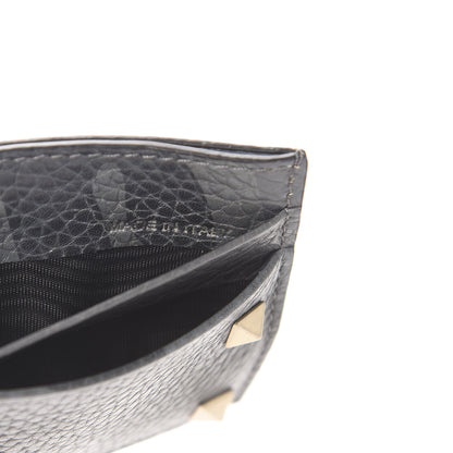 Valentino Garavani Pebbled Calfskin Rockstud Camouflage Card Holder Black Grey 7 of 8