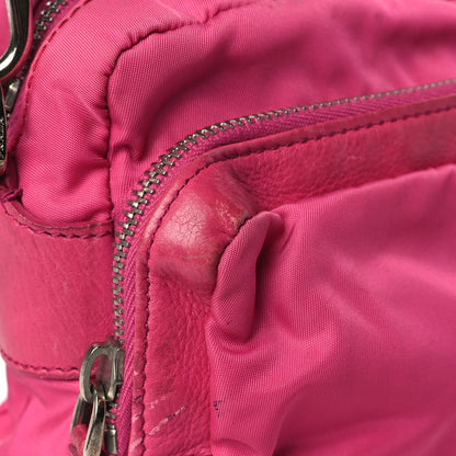 Prada Tessuto Nylon Saffiano Double Pocket Shoulder Bag Pink 9 of 10