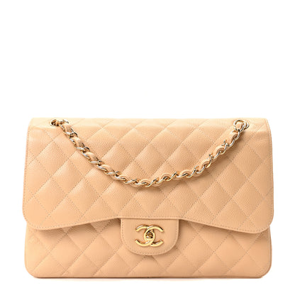 Chanel Caviar Quilted Jumbo Double Flap Beige 1 of 10