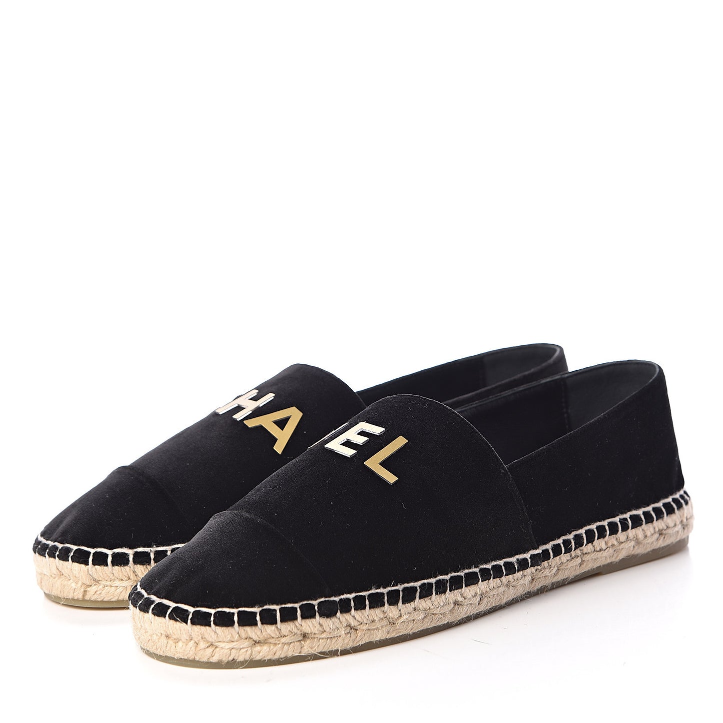 Velvet Logo Espadrilles 40 Black