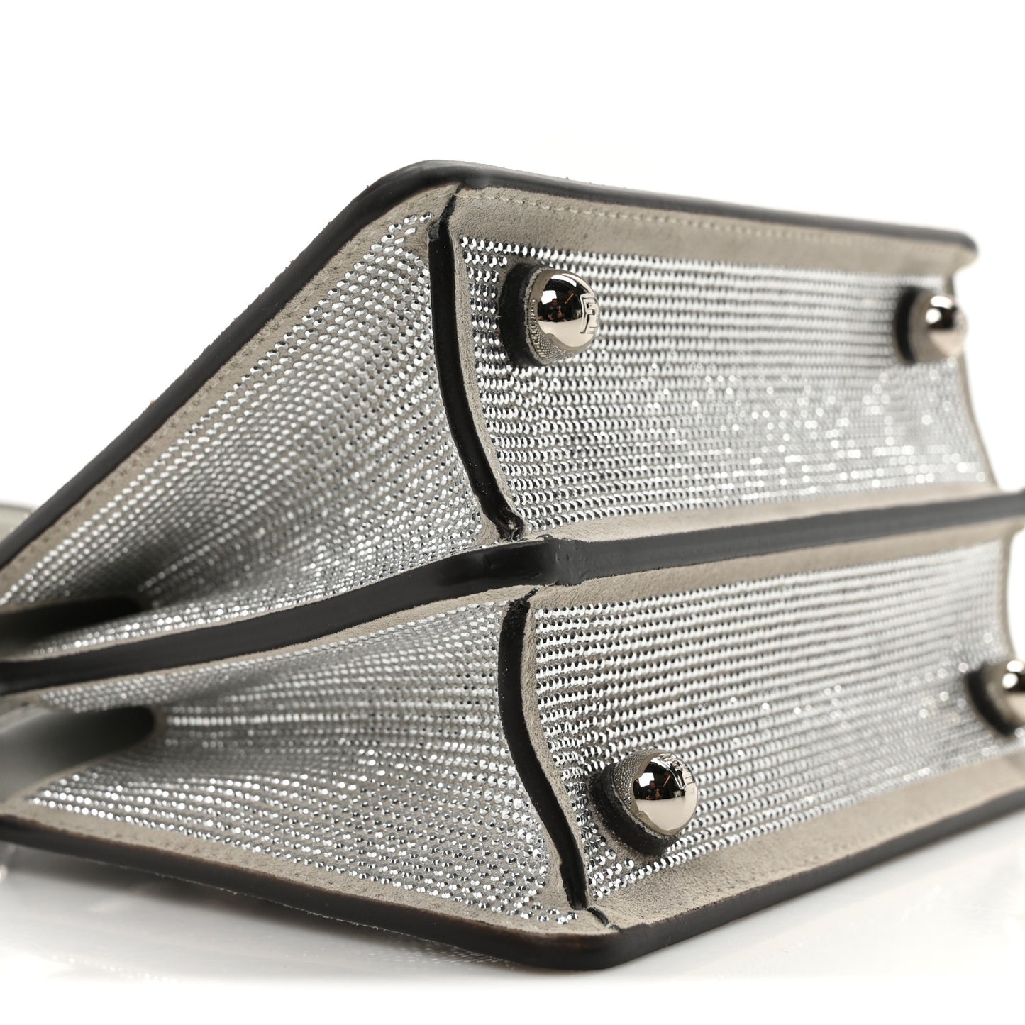 Iridescent Crystal Vitello Laminato Suede FF Petite Peekaboo I SEE U Satchel Cappuccino