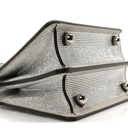 Fendi Iridescent Crystal Vitello Laminato Suede FF Petite Peekaboo I SEE U Satchel Cappuccino 8 of 10