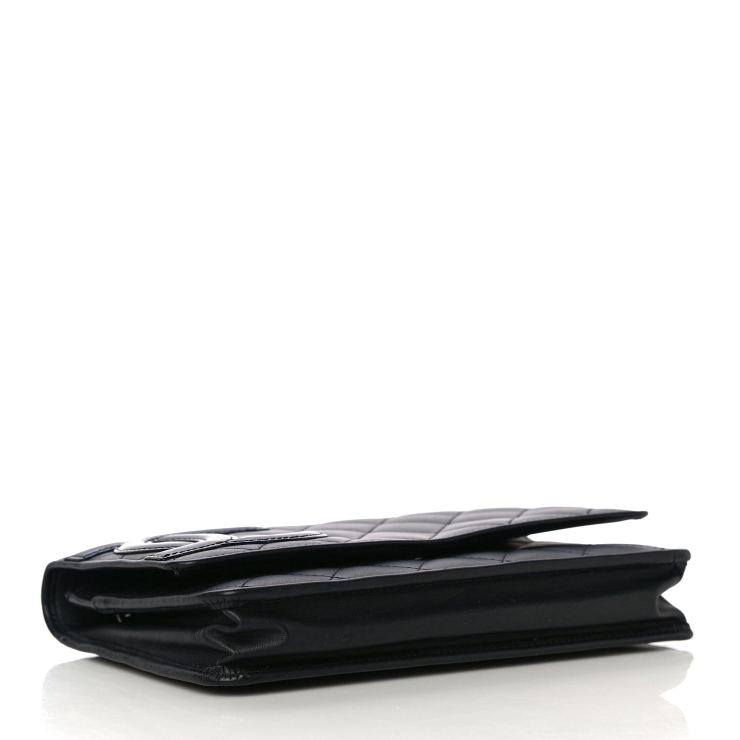 Calfskin Quilted Cambon Wallet On Chain WOC Black